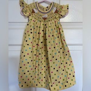 Smocked dress with ice cream cone detail.